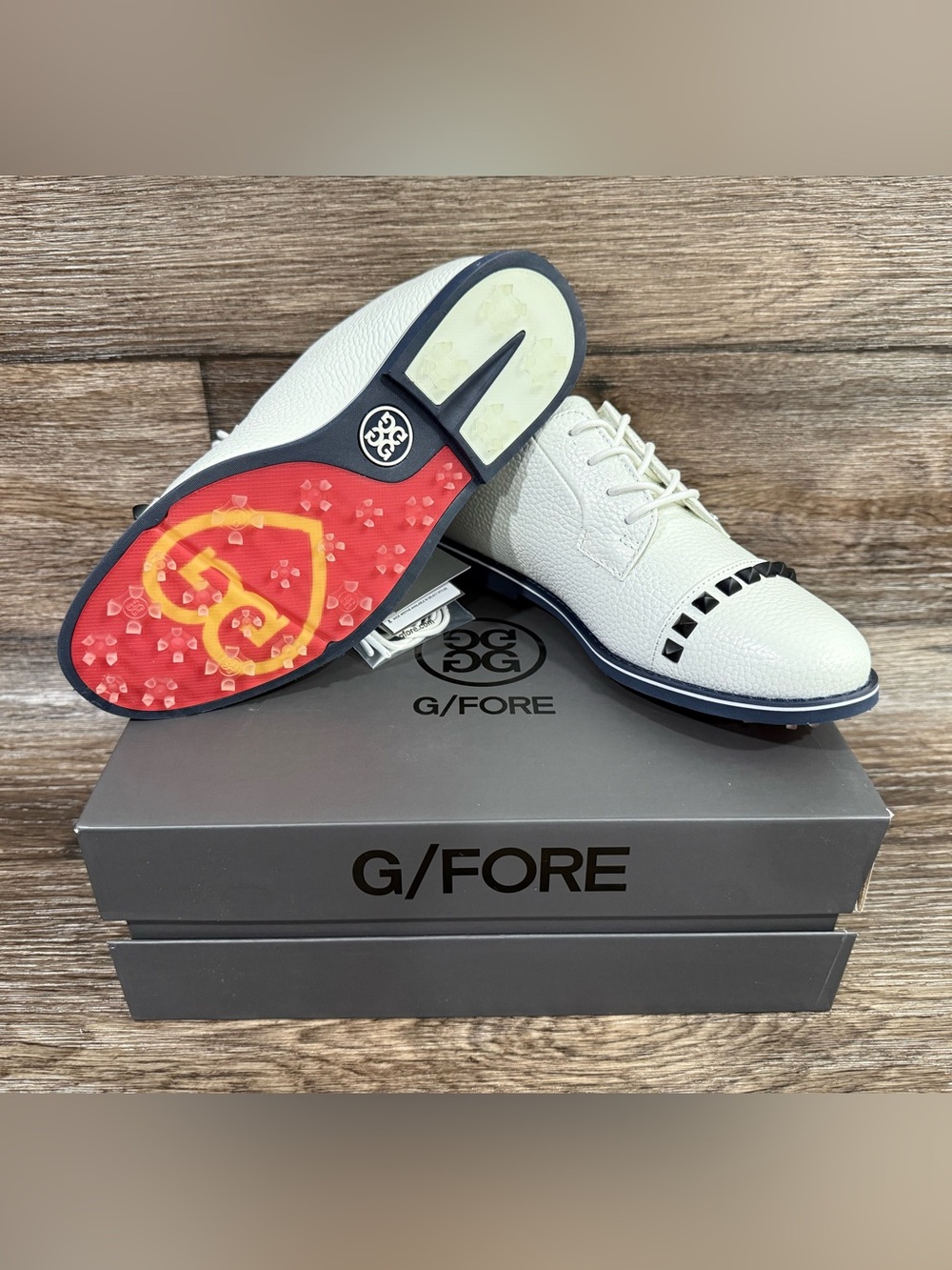 NEW G/FORE Gallivanter Studded Cap Toe Golf Shoe SZ 7 SNOW